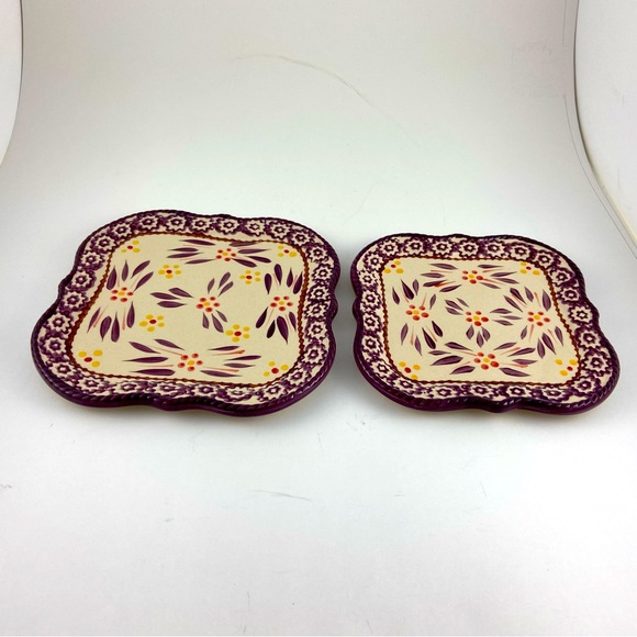 Temptations Other - Temptations by Tara Old World Purple Square Plates PPP SQ 944576 6 in and 7 in